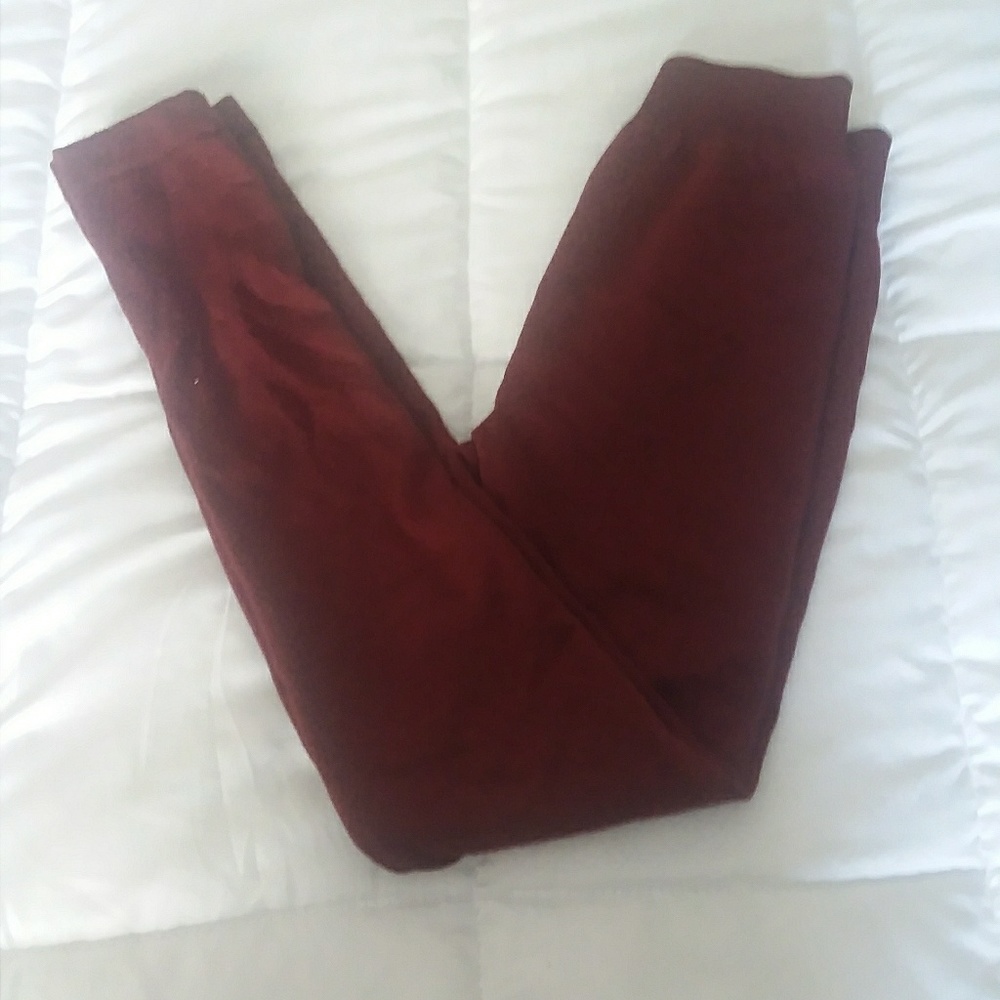 Burgundy Fleece Lined Leggings